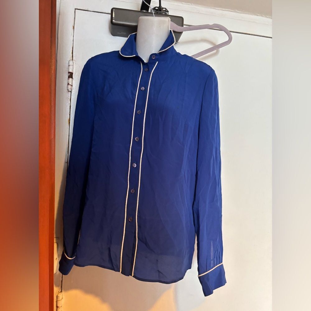 Missoni dress suit shirt bright blue top striped blouse long sleeve vintage y2k